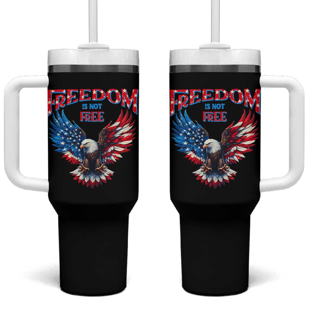American Flag Bald Eagle Tumbler With Handle Patriotic Eagle 4th of July Freedom Is Not Free - Wonder Print Shop
