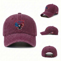 American Flag Bald Eagle Washed Cotton Baseball Cap Patriotic Eagle 4th of July Freedom Is Not Free