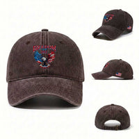 American Flag Bald Eagle Washed Cotton Baseball Cap Patriotic Eagle 4th of July Freedom Is Not Free
