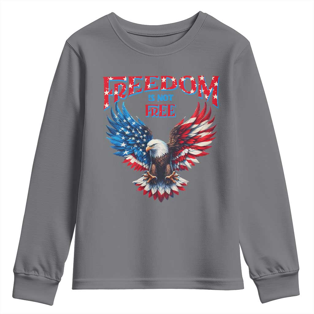 American Flag Bald Eagle Youth Sweatshirt Patriotic Eagle 4th of July Freedom Is Not Free - Wonder Print Shop