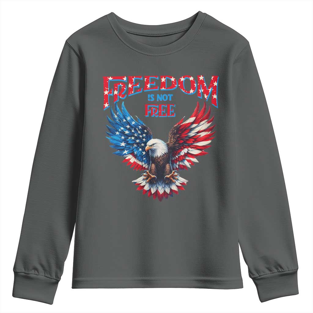 American Flag Bald Eagle Youth Sweatshirt Patriotic Eagle 4th of July Freedom Is Not Free - Wonder Print Shop