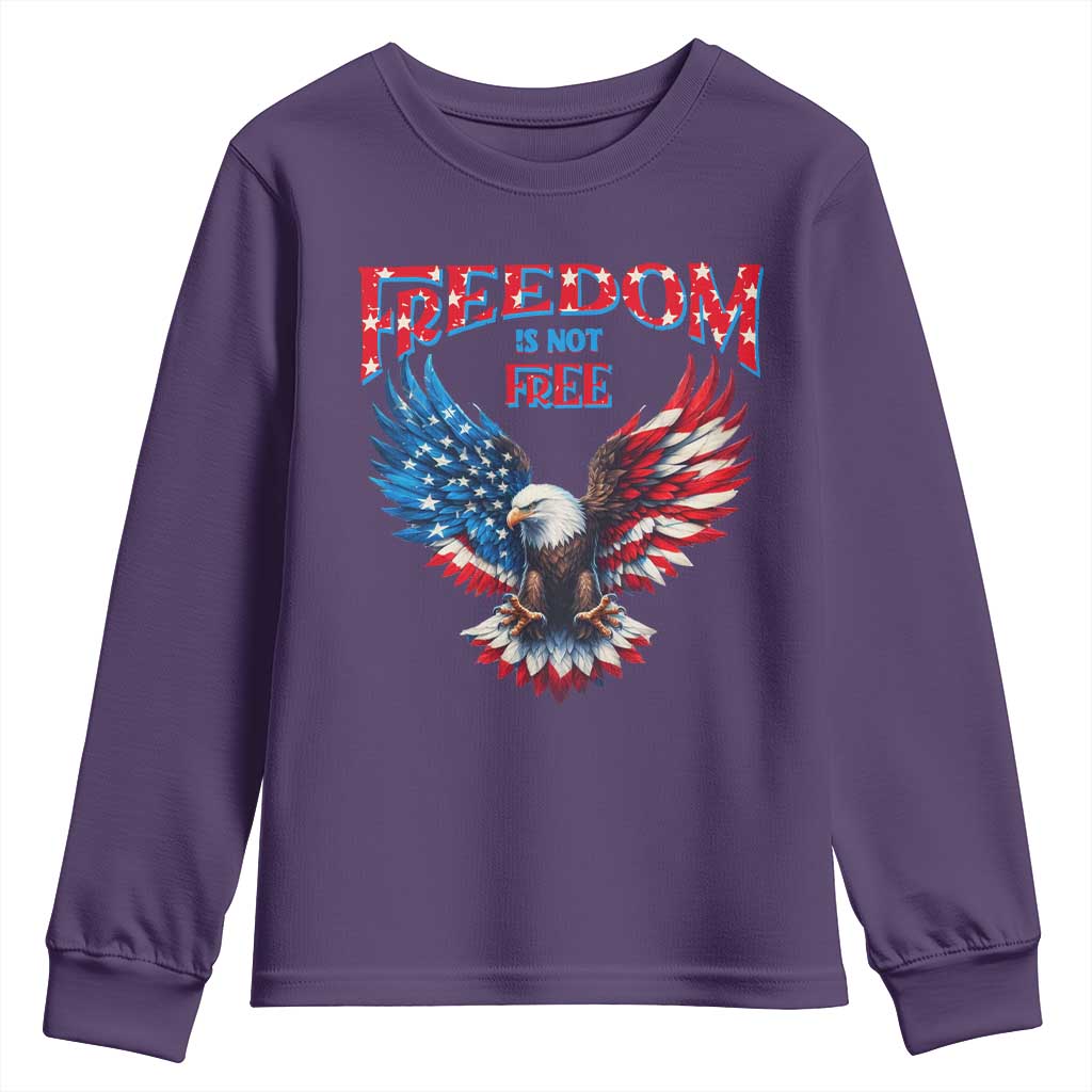 American Flag Bald Eagle Youth Sweatshirt Patriotic Eagle 4th of July Freedom Is Not Free - Wonder Print Shop