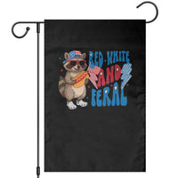 Funny Raccoon 4th of July Garden Flag Red White and Feral Patriotic - Wonder Print Shop