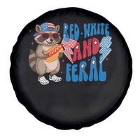 Funny Raccoon 4th of July Spare Tire Cover Red White and Feral Patriotic - Wonder Print Shop