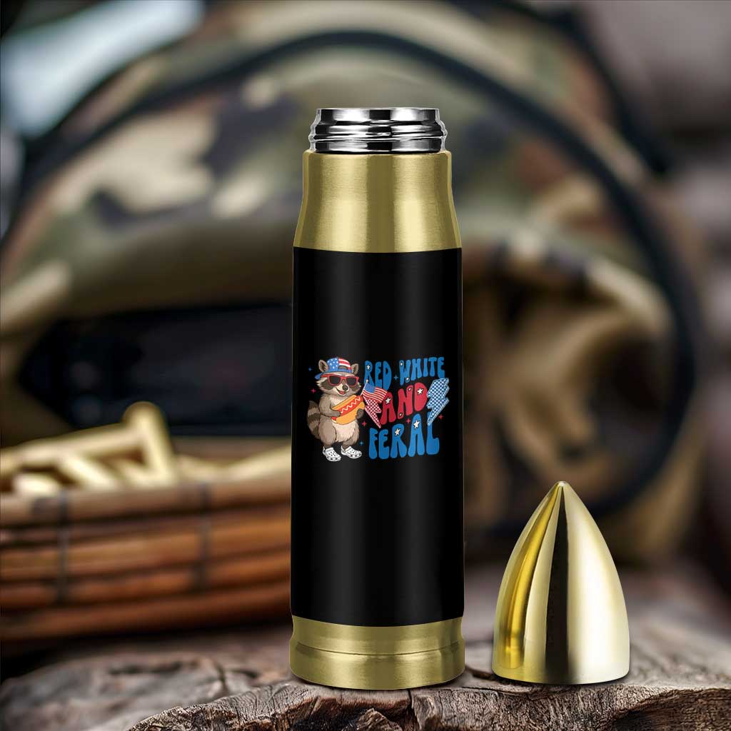 Funny Raccoon 4th of July Bullet Tumbler Red White and Feral Patriotic - Wonder Print Shop