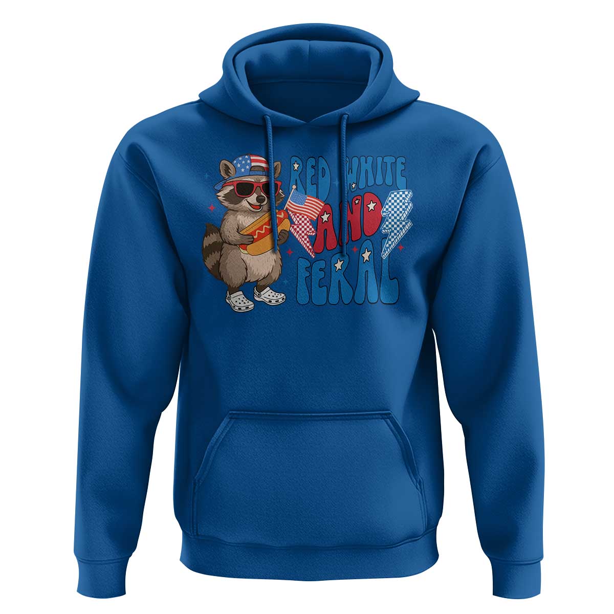 Funny Raccoon 4th of July Hoodie Red White and Feral Patriotic - Wonder Print Shop