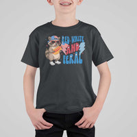 Funny Raccoon 4th of July T Shirt For Kid Red White and Feral Patriotic - Wonder Print Shop
