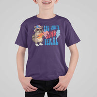 Funny Raccoon 4th of July T Shirt For Kid Red White and Feral Patriotic - Wonder Print Shop