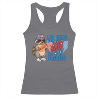 Funny Raccoon 4th of July Racerback Tank Top Red White and Feral Patriotic - Wonder Print Shop