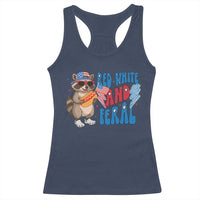 Funny Raccoon 4th of July Racerback Tank Top Red White and Feral Patriotic - Wonder Print Shop