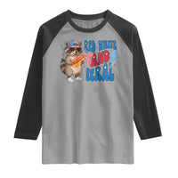 Funny Raccoon 4th of July Raglan Shirt Red White and Feral Patriotic - Wonder Print Shop