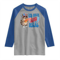 Funny Raccoon 4th of July Raglan Shirt Red White and Feral Patriotic - Wonder Print Shop