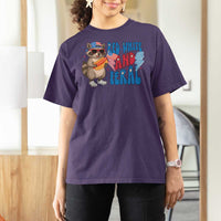 Funny Raccoon 4th of July T Shirt For Women Red White and Feral Patriotic - Wonder Print Shop