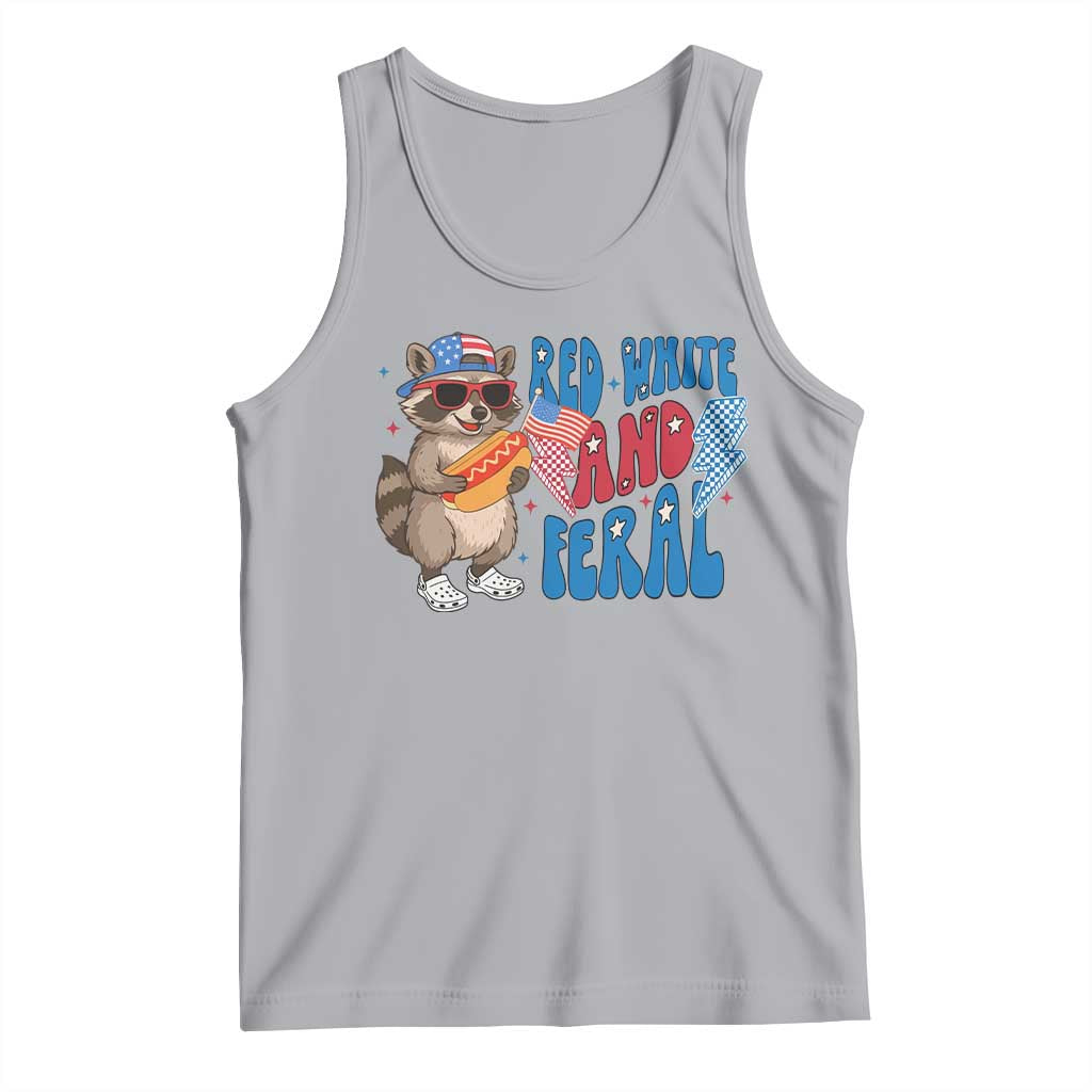 Funny Raccoon 4th of July Tank Top Red White and Feral Patriotic - Wonder Print Shop