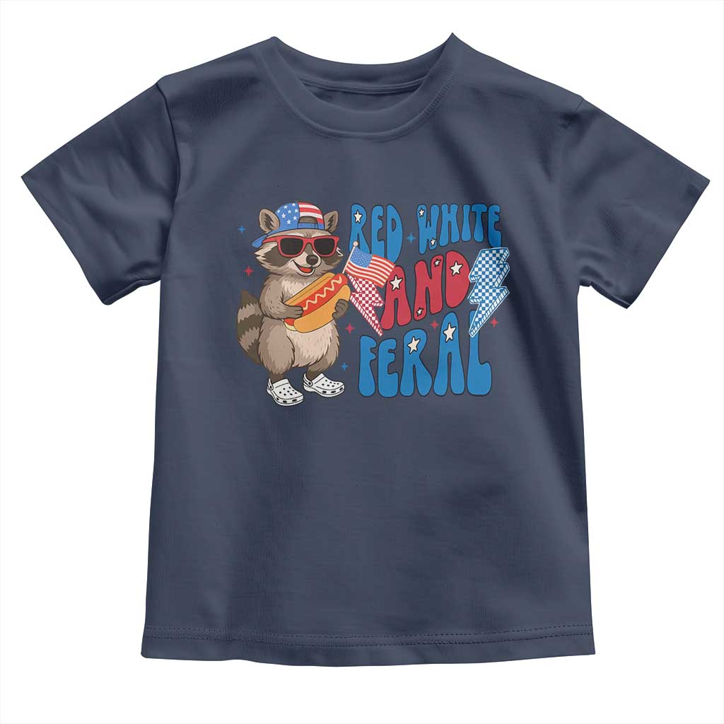 Funny Raccoon 4th of July Toddler T Shirt Red White and Feral Patriotic - Wonder Print Shop