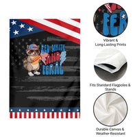 Funny Raccoon 4th of July Garden Flag Red White and Feral Patriotic