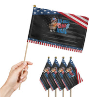 Funny Raccoon 4th of July Patriotic Handheld Flag Red White and Feral