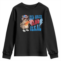 Funny Raccoon 4th of July Youth Sweatshirt Red White and Feral Patriotic - Wonder Print Shop