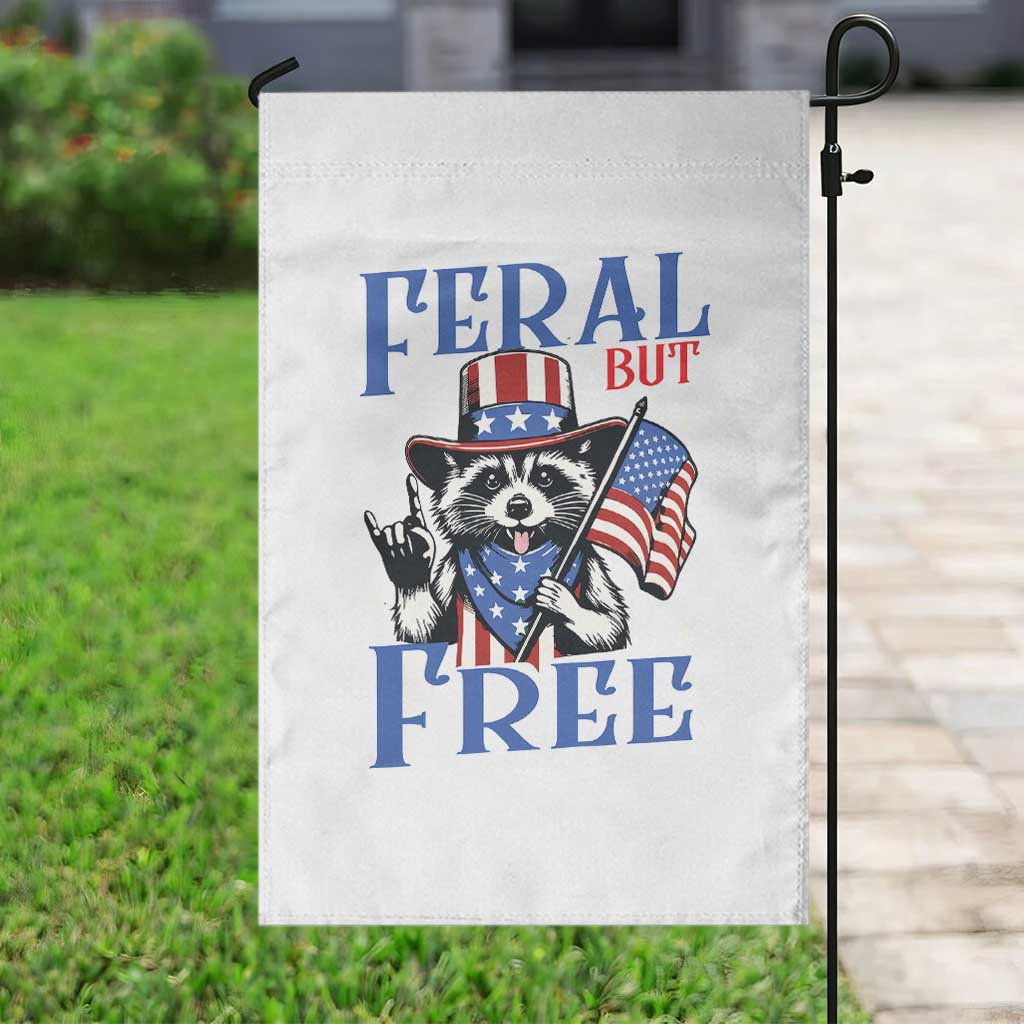 Patriotic Raccoon 4th of July Garden Flag Feral But Free USA Flag - Wonder Print Shop