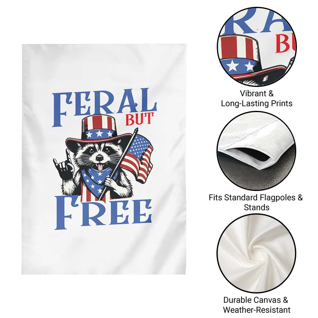 Patriotic Raccoon 4th of July Garden Flag Feral But Free USA Flag - Wonder Print Shop