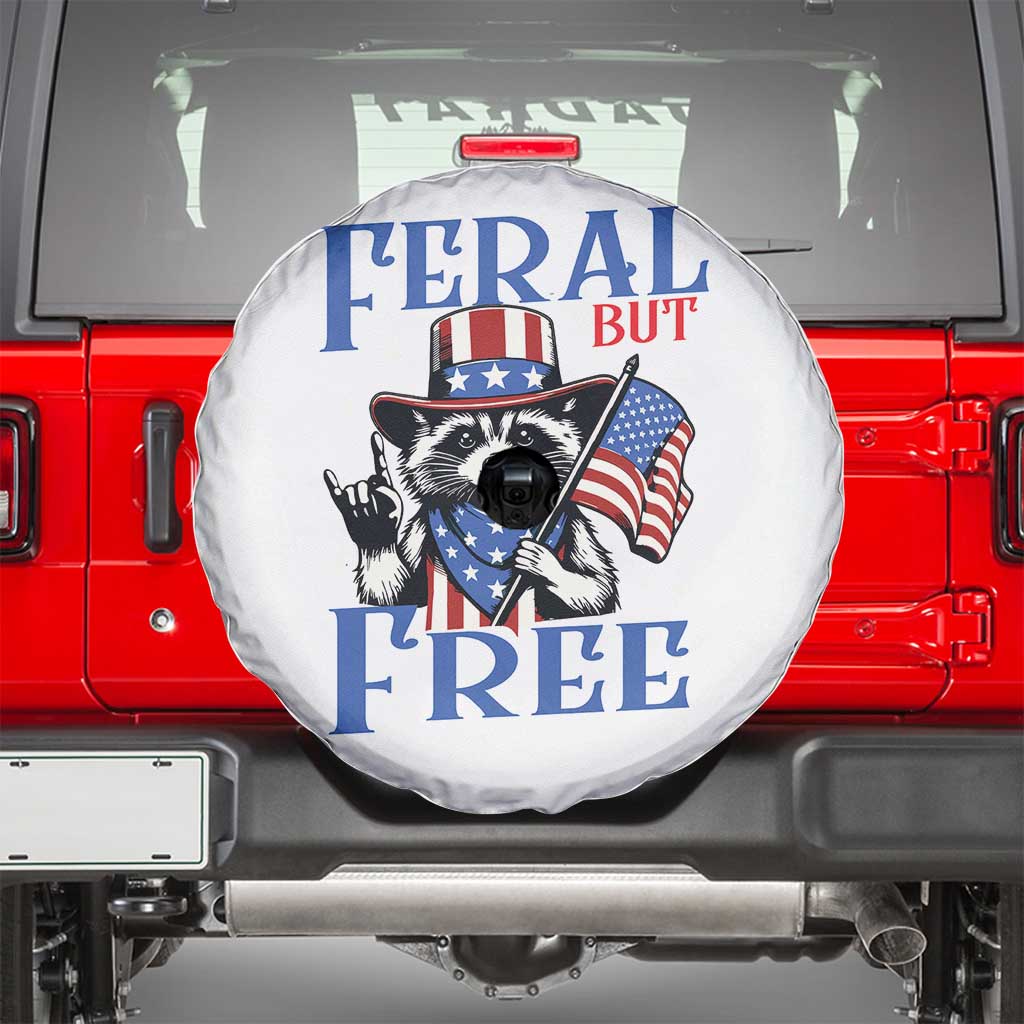 Patriotic Raccoon 4th of July Spare Tire Cover Feral But Free USA Flag - Wonder Print Shop