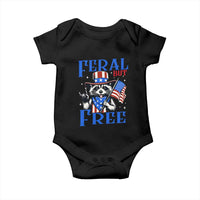 Patriotic Raccoon 4th of July Baby Onesie Feral But Free USA Flag - Wonder Print Shop