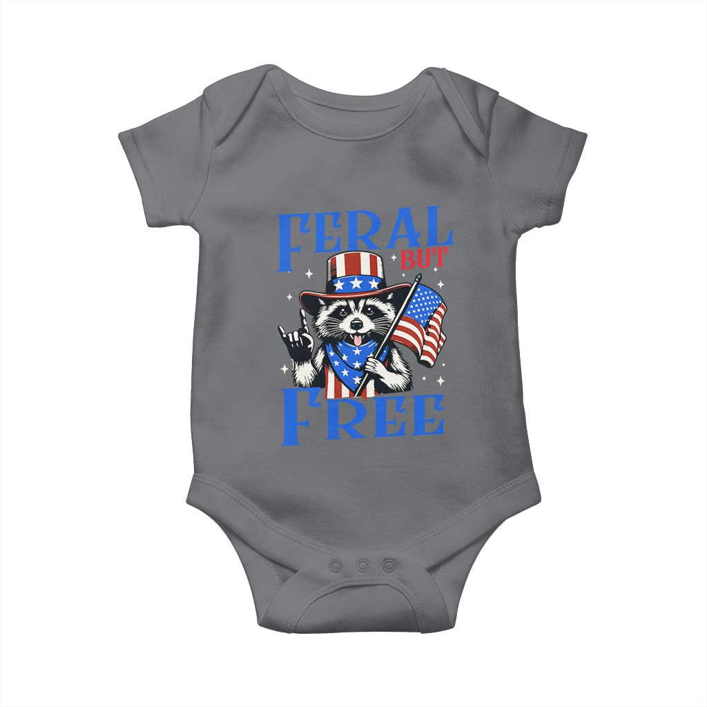 Patriotic Raccoon 4th of July Baby Onesie Feral But Free USA Flag - Wonder Print Shop
