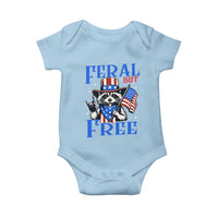 Patriotic Raccoon 4th of July Baby Onesie Feral But Free USA Flag - Wonder Print Shop
