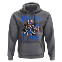 Patriotic Raccoon 4th of July Hoodie Feral But Free USA Flag - Wonder Print Shop