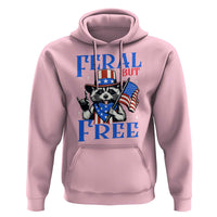 Patriotic Raccoon 4th of July Hoodie Feral But Free USA Flag - Wonder Print Shop