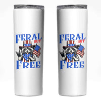 Patriotic Raccoon 4th of July Skinny Tumbler Feral But Free USA Flag - Wonder Print Shop