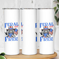 Patriotic Raccoon 4th of July Skinny Tumbler Feral But Free USA Flag - Wonder Print Shop