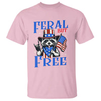Patriotic Raccoon 4th of July T Shirt Feral But Free USA Flag - Wonder Print Shop