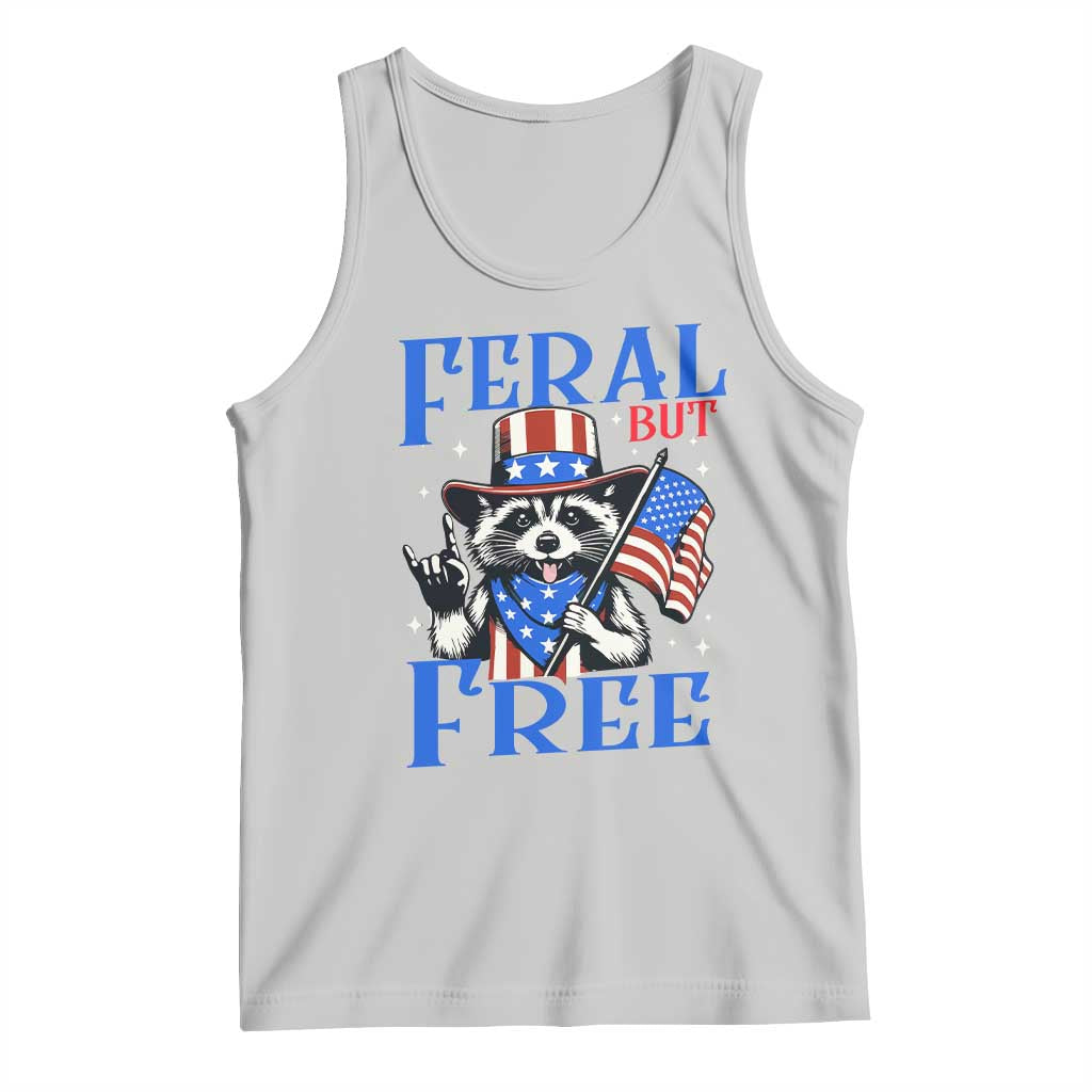Patriotic Raccoon 4th of July Tank Top Feral But Free USA Flag - Wonder Print Shop
