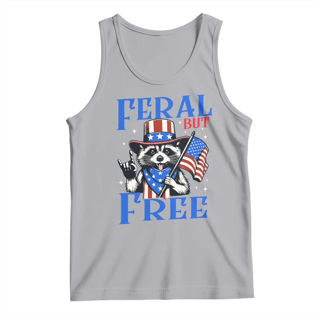 Patriotic Raccoon 4th of July Tank Top Feral But Free USA Flag - Wonder Print Shop