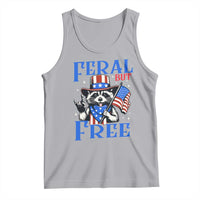 Patriotic Raccoon 4th of July Tank Top Feral But Free USA Flag - Wonder Print Shop