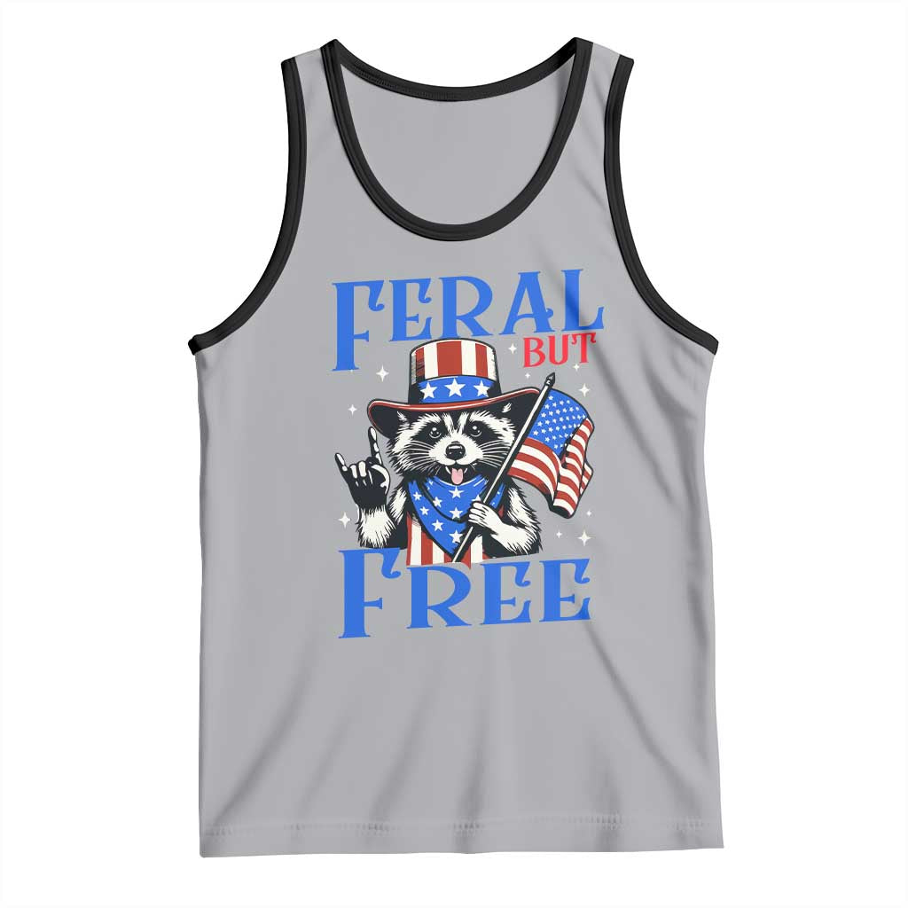 Patriotic Raccoon 4th of July Tank Top Feral But Free USA Flag - Wonder Print Shop