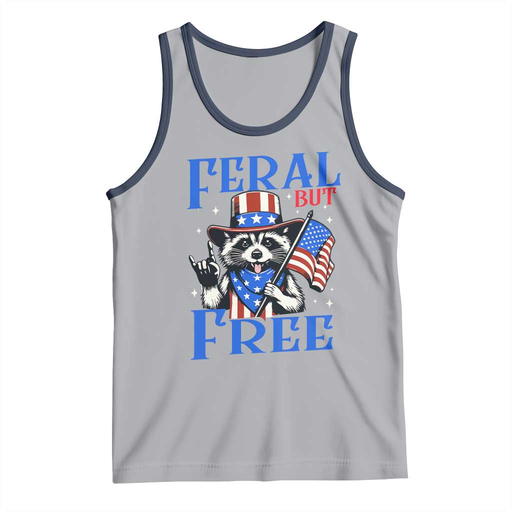 Patriotic Raccoon 4th of July Tank Top Feral But Free USA Flag - Wonder Print Shop