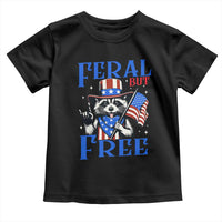 Patriotic Raccoon 4th of July Toddler T Shirt Feral But Free USA Flag - Wonder Print Shop