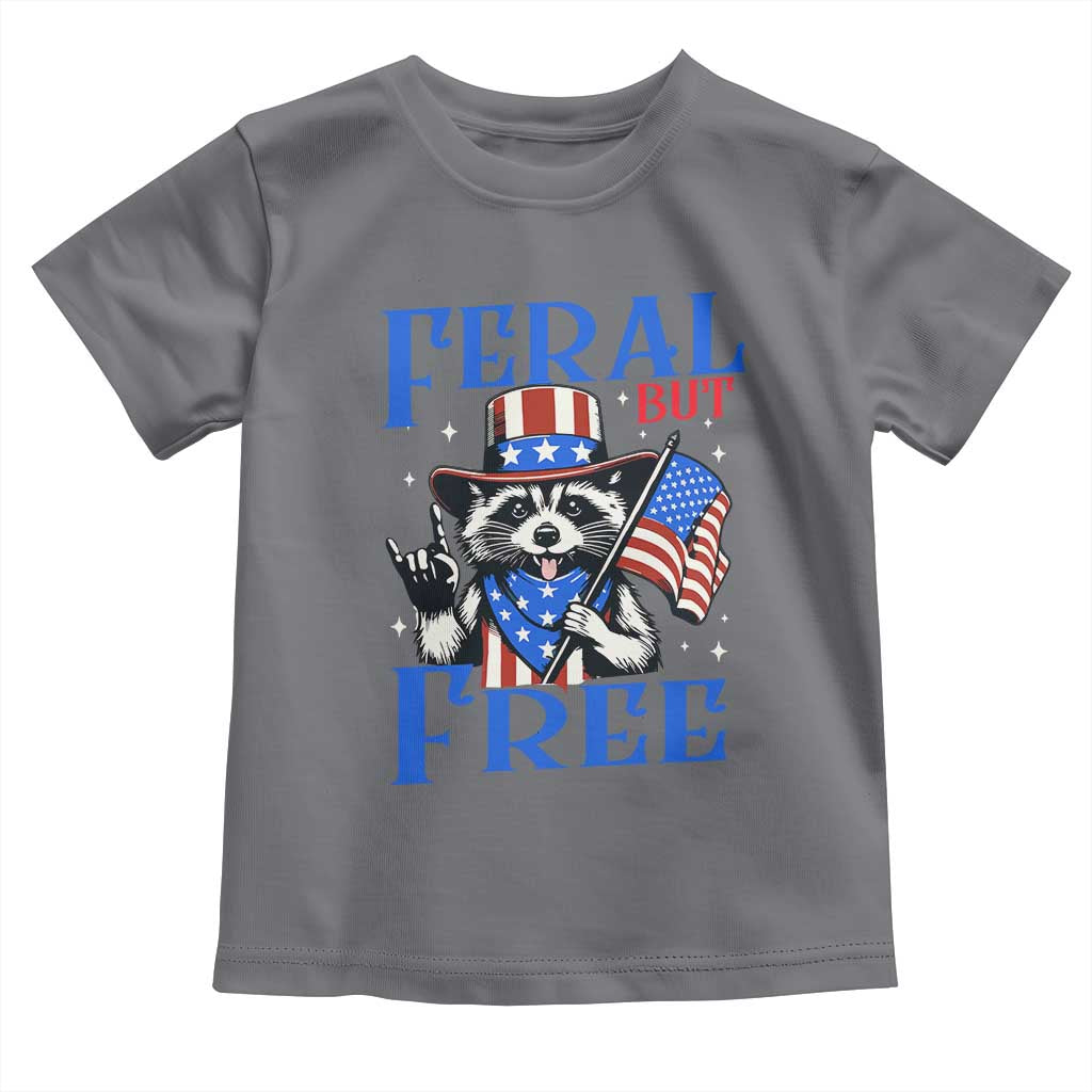 Patriotic Raccoon 4th of July Toddler T Shirt Feral But Free USA Flag - Wonder Print Shop