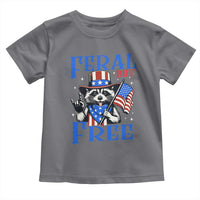 Patriotic Raccoon 4th of July Toddler T Shirt Feral But Free USA Flag - Wonder Print Shop
