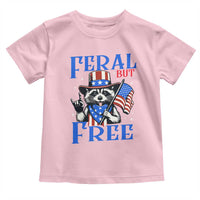 Patriotic Raccoon 4th of July Toddler T Shirt Feral But Free USA Flag - Wonder Print Shop