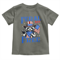 Patriotic Raccoon 4th of July Toddler T Shirt Feral But Free USA Flag - Wonder Print Shop