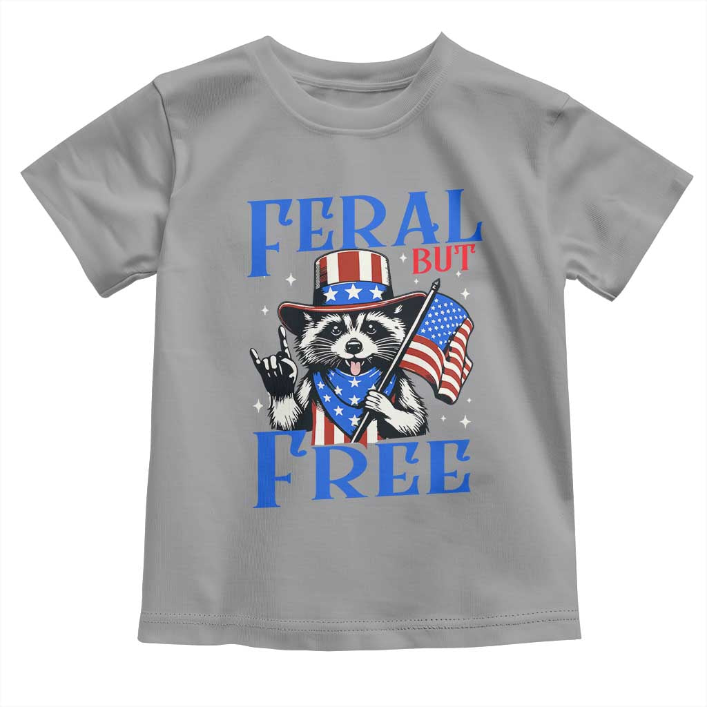 Patriotic Raccoon 4th of July Toddler T Shirt Feral But Free USA Flag - Wonder Print Shop