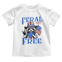 Patriotic Raccoon 4th of July Toddler T Shirt Feral But Free USA Flag - Wonder Print Shop