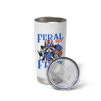 Patriotic Raccoon 4th of July Tumbler Cup Feral But Free USA Flag - Wonder Print Shop