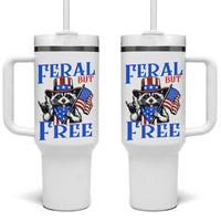 Patriotic Raccoon 4th of July Tumbler With Handle Feral But Free USA Flag - Wonder Print Shop
