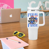 Patriotic Raccoon 4th of July Tumbler With Handle Feral But Free USA Flag - Wonder Print Shop