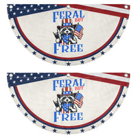 Raccoon 4th of July Patriotic Fan Flag Feral But Free USA Flag