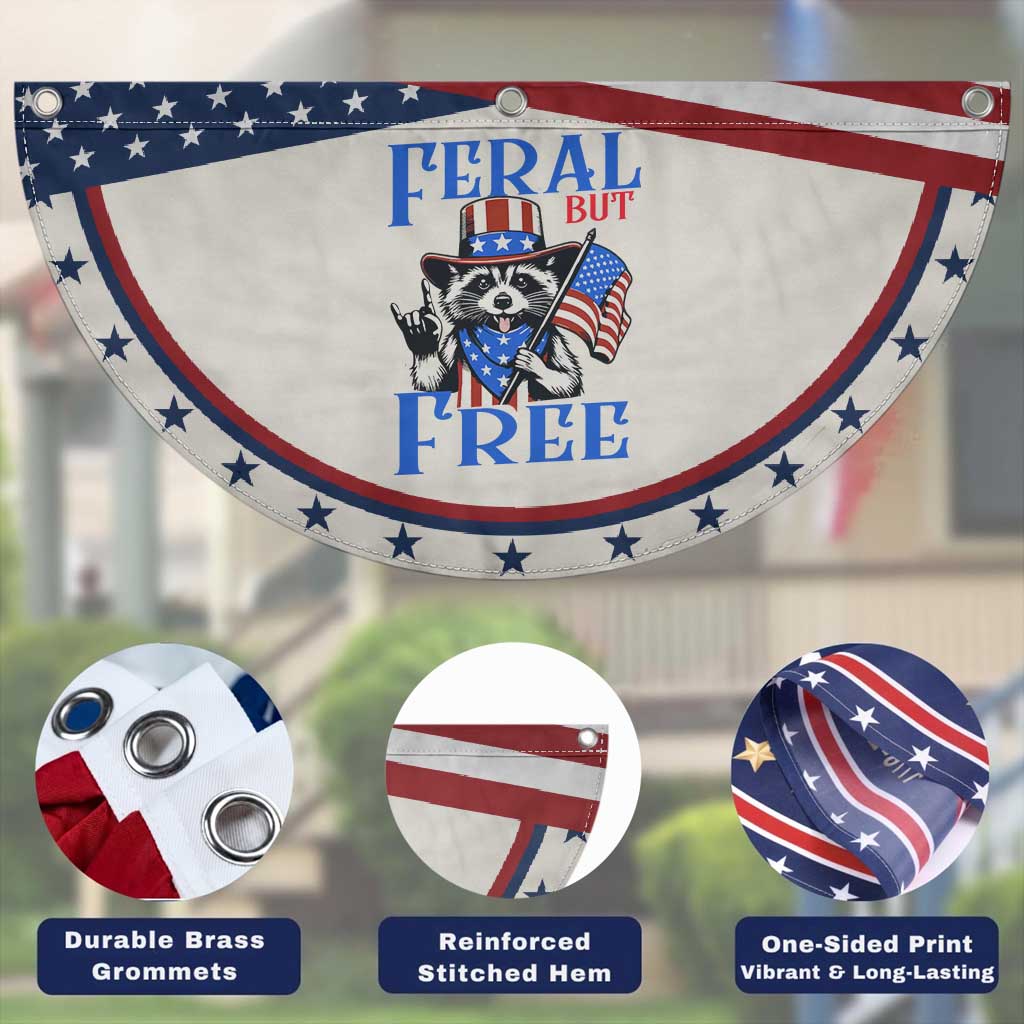 Raccoon 4th of July Patriotic Fan Flag Feral But Free USA Flag